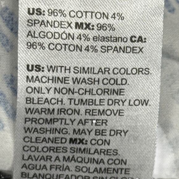 Chicos No Iron Stretch Button Up 3/4 Sleeve Cotton Blue White Shirt 2P/ 12/ 14 - Picture 15 of 16